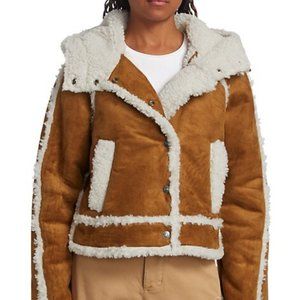 Free People We The Free Vegan Exchange Shearling Jacket Coat Large New